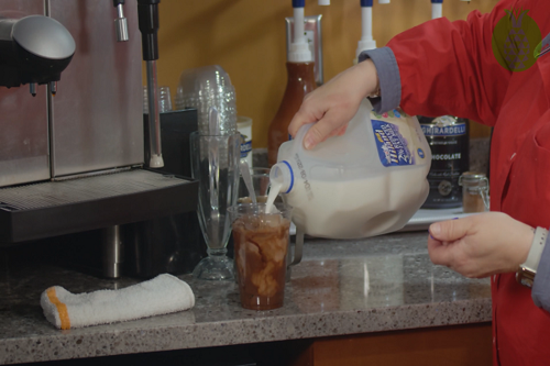 Making an Iced Mocha Latte