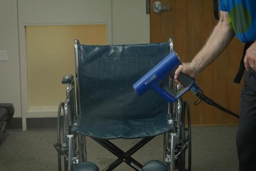 Disinfecting a Wheelchair with an Electrostatic Sprayer