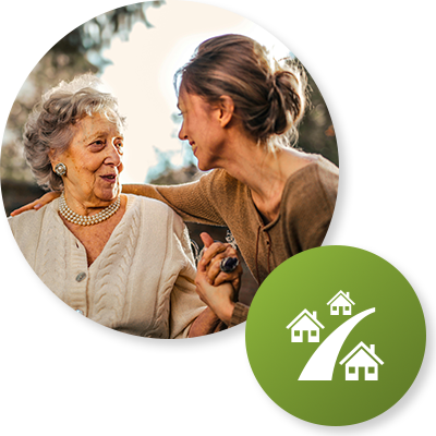 Senior Living Industry Icon - Resident Care two women talking