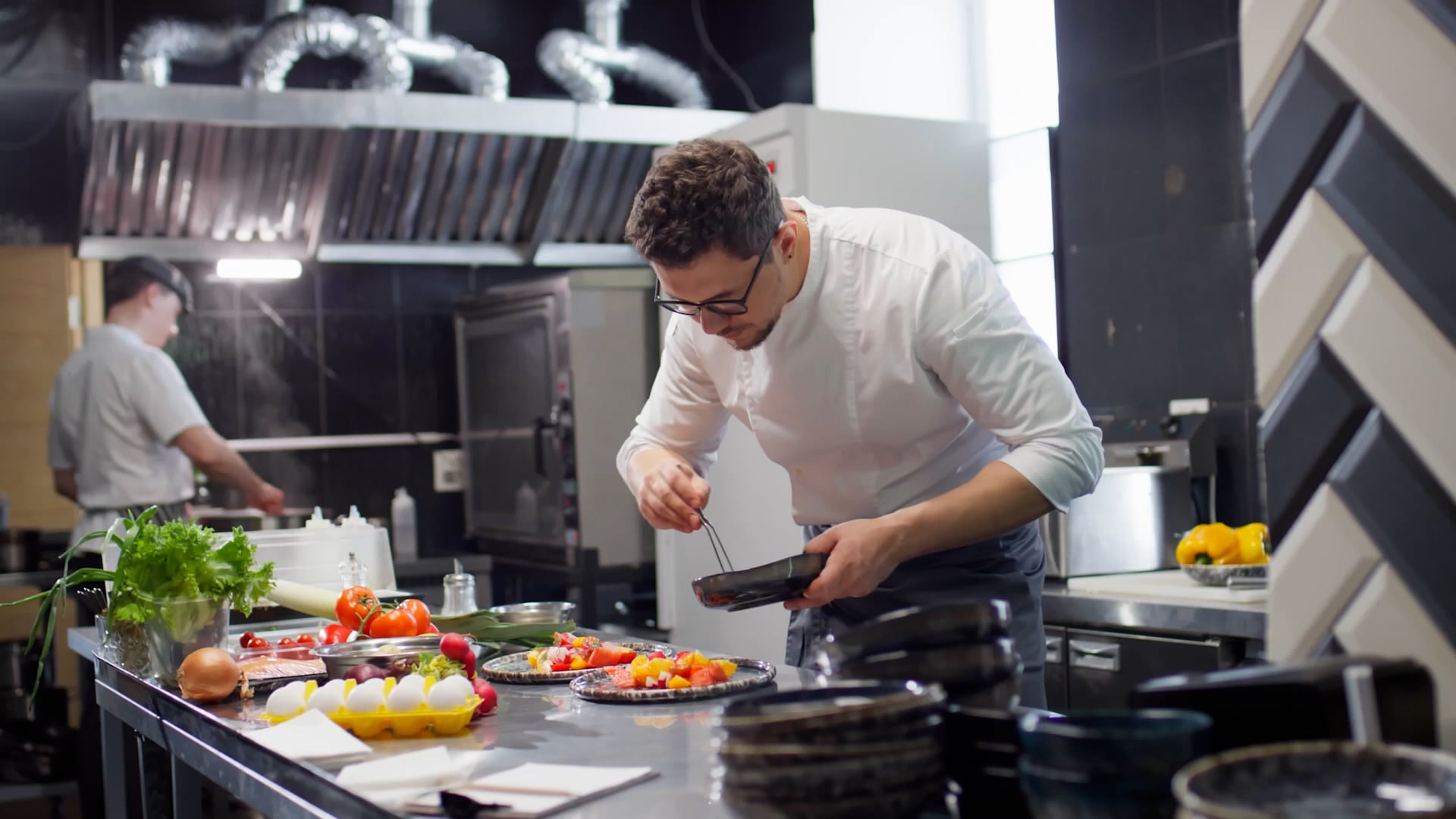 Cook preparing food